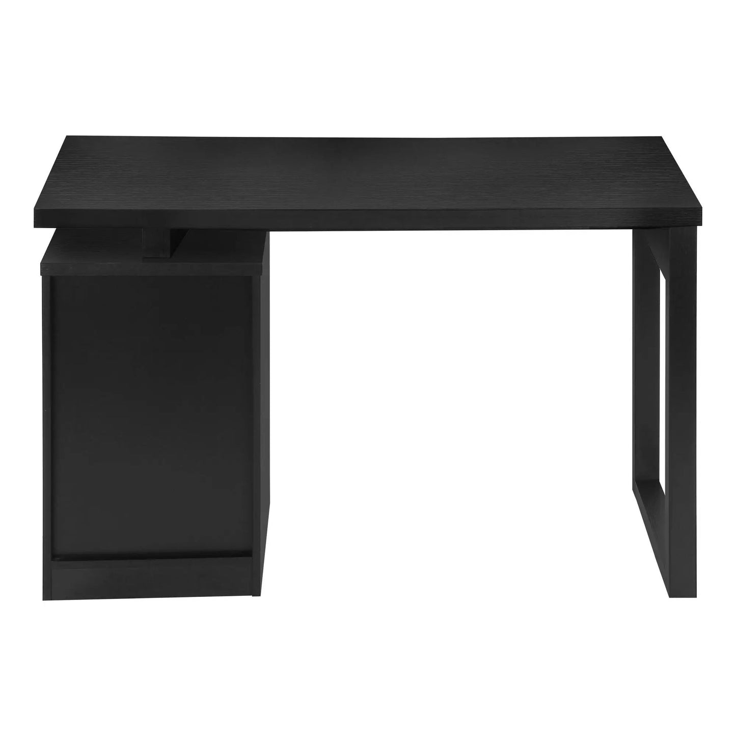 Computer desk with black wood grain finish and left storage drawers for home office on Tampa Home & Garden Store