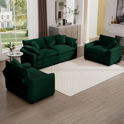 Elegant Oversized Sectional Sofa Set With Deep Seats emerald velvet 3-piece living room set on Tampa Home & Garden Store