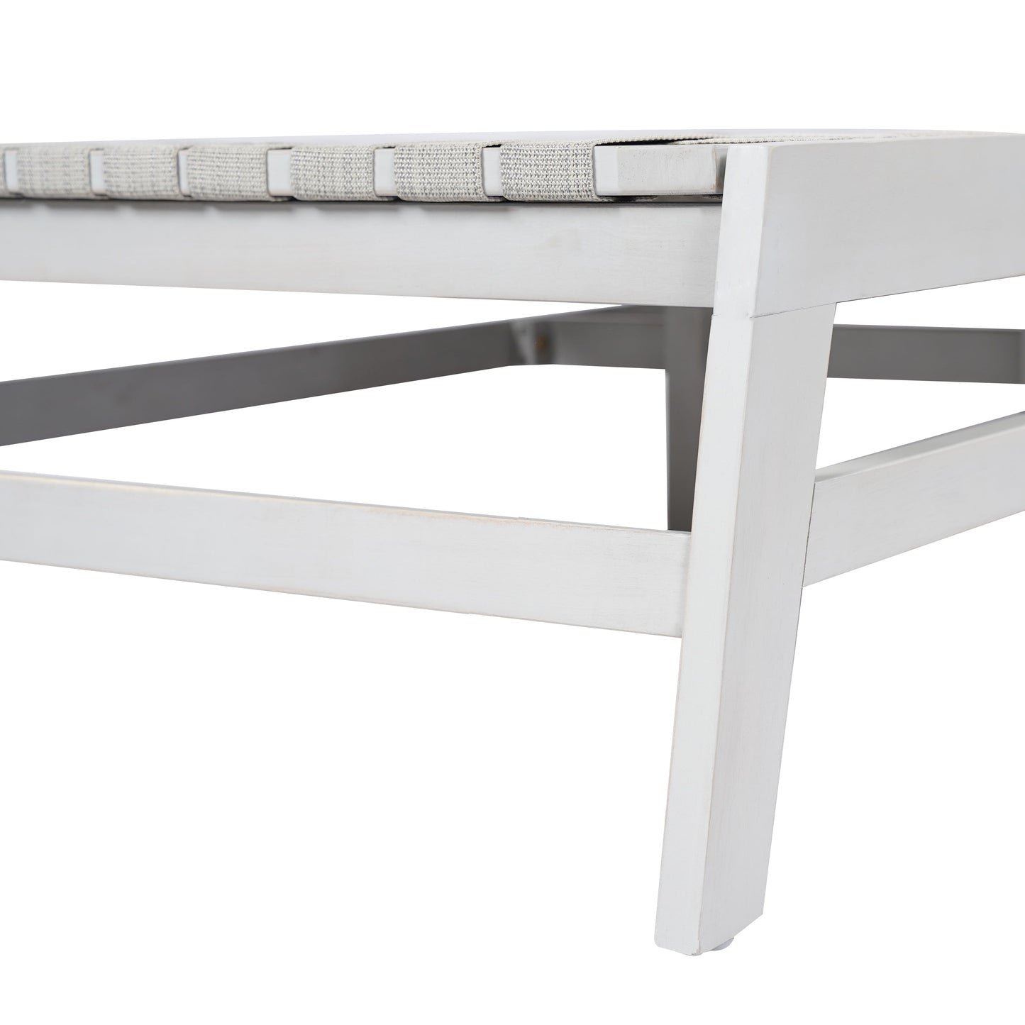 Outdoor Acacia Wood and Rope Chaise Lounge