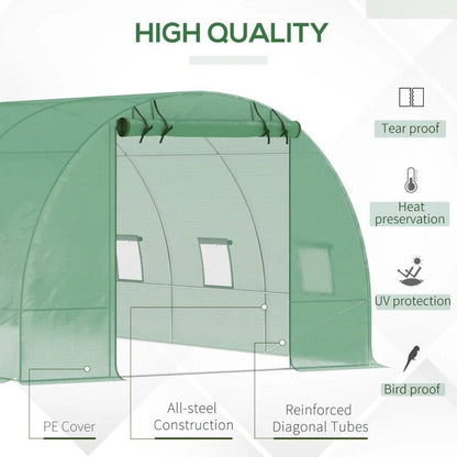 26.2 ft x 9.7 ft Outdoor Walk-in Greenhouse with Green PE Cover and Steel Frame - Tampa Home & Garden Store