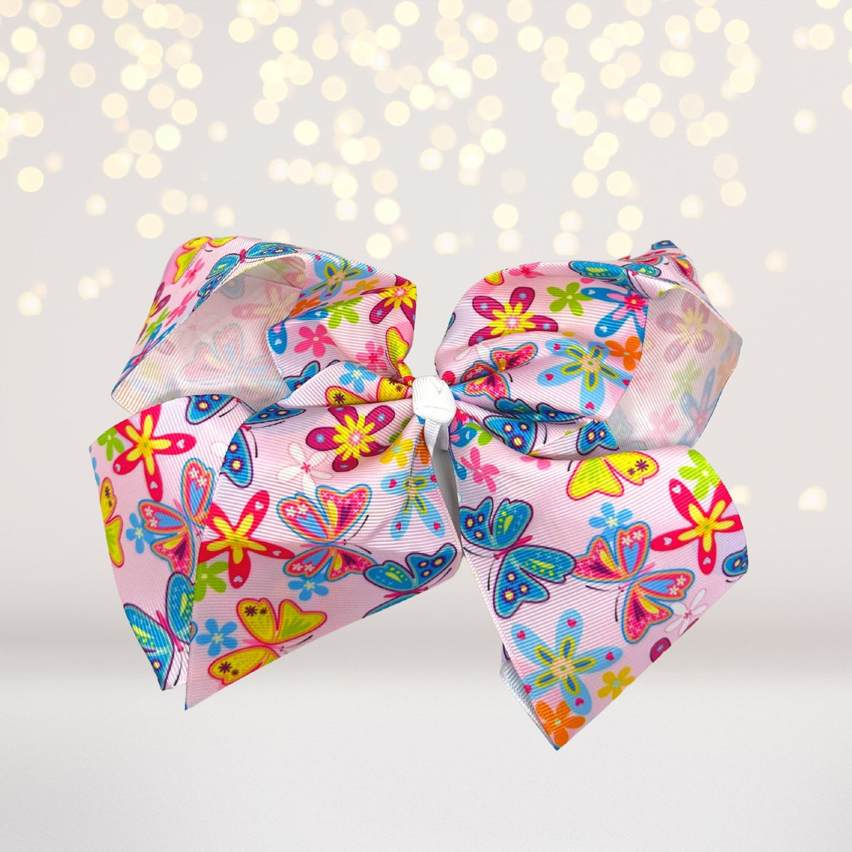 Butterfly large hair bow and oversized barrette, pink butterfly print ribbon, two bows Store on Tampa Home & Garden Store