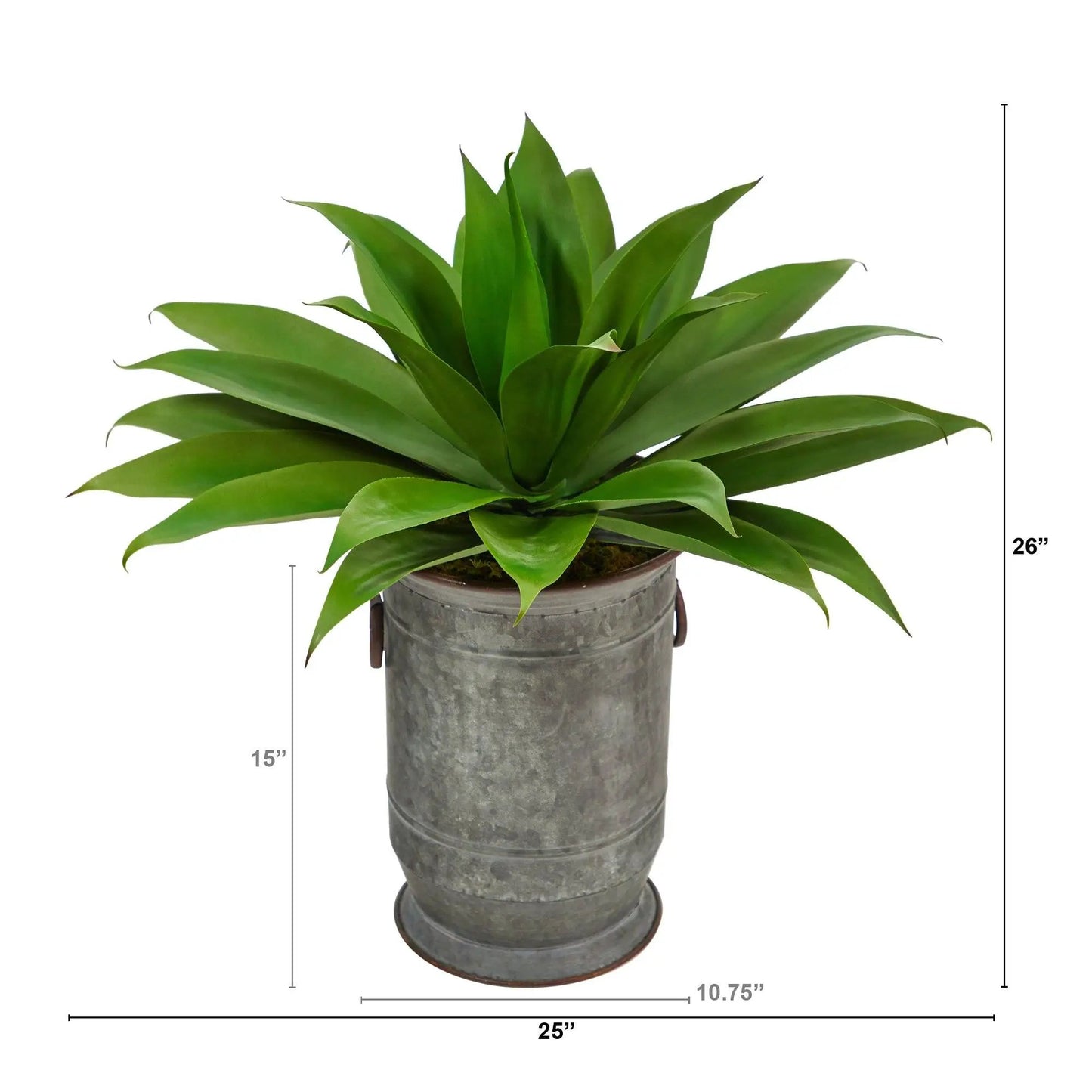 26” Agave Succulent Artificial Plant in Vintage Metal Planter - Tampa Home & Garden Store