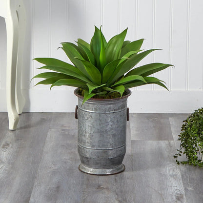 26” Agave Succulent Artificial Plant in Vintage Metal Planter - Tampa Home & Garden Store
