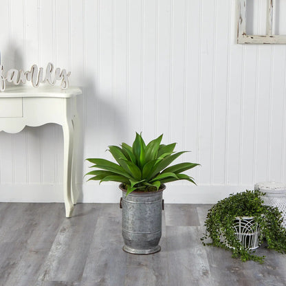 26” Agave Succulent Artificial Plant in Vintage Metal Planter - Tampa Home & Garden Store