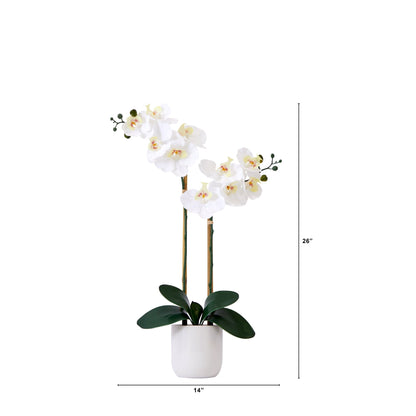 26” Artificial Real to Touch Double Orchid Phalaenopsis with Decorative Vase - Tampa Home & Garden Store