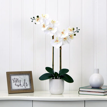 26” Artificial Real to Touch Double Orchid Phalaenopsis with Decorative Vase - Tampa Home & Garden Store