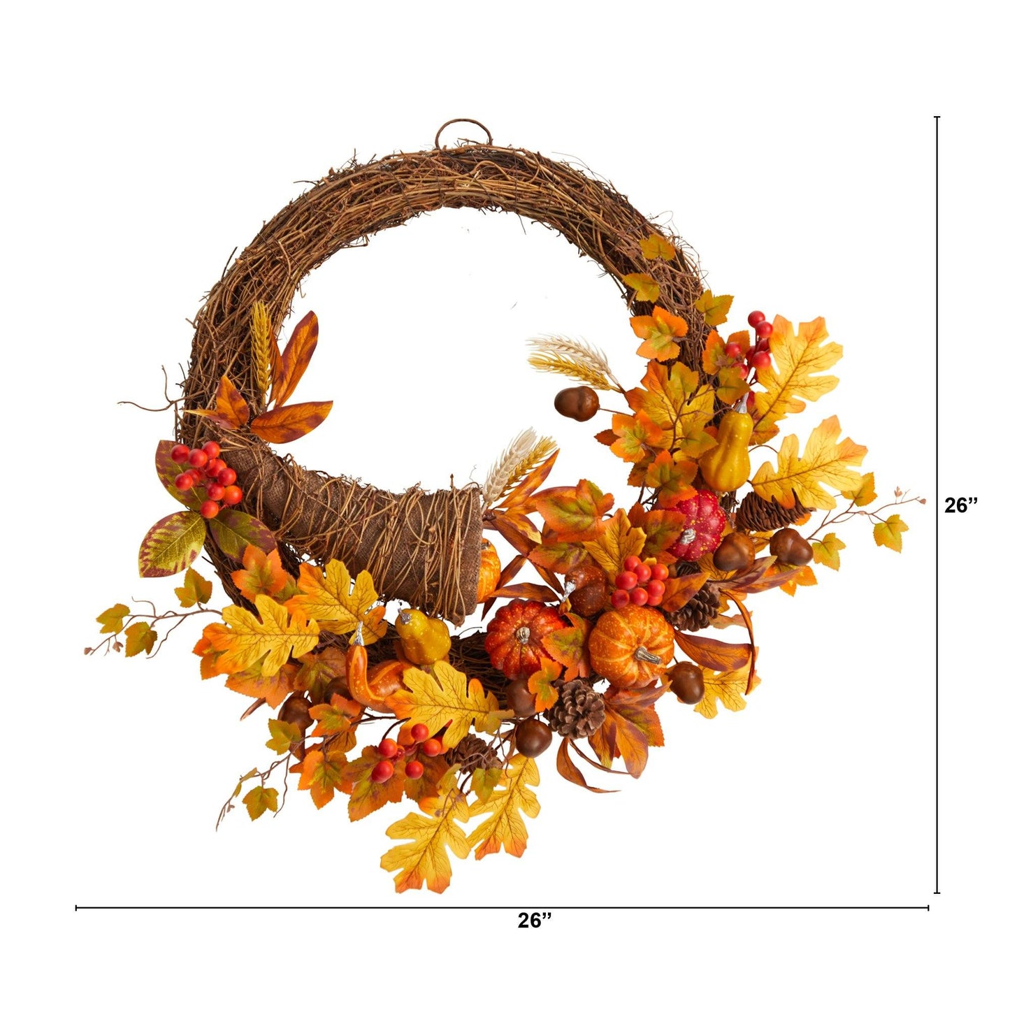 26” Autumn Artificial Cornucopia Fall Wreath - Tampa Home & Garden Store
