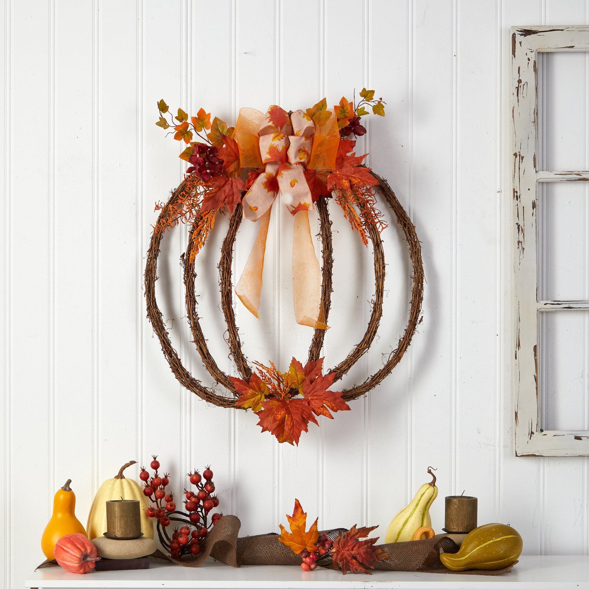 26” Autumn Pumpkin Artificial Vine Fall Wreath - Tampa Home & Garden Store