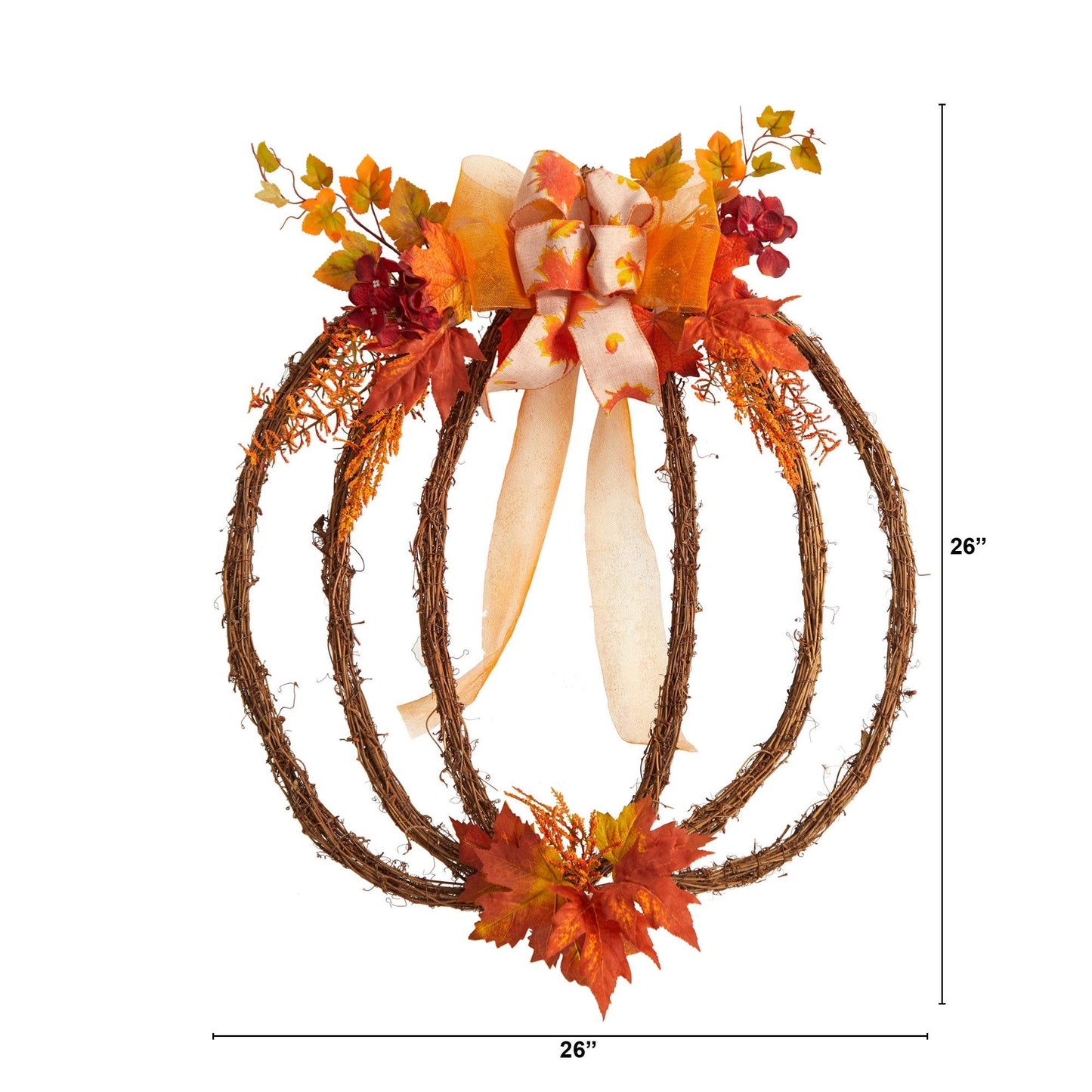 26” Autumn Pumpkin Artificial Vine Fall Wreath - Tampa Home & Garden Store