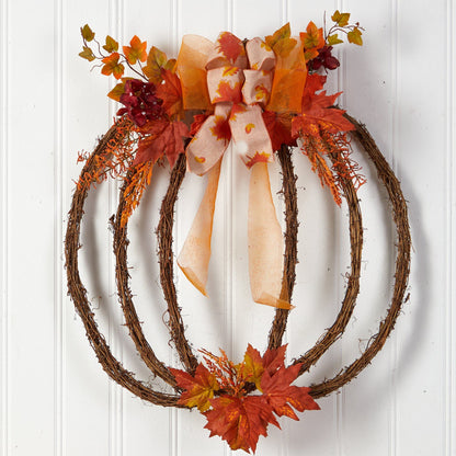 26” Autumn Pumpkin Artificial Vine Fall Wreath - Tampa Home & Garden Store