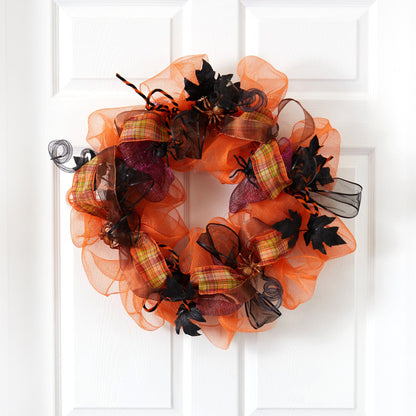 26" Halloween Spider Mesh Wreath - Tampa Home & Garden Store