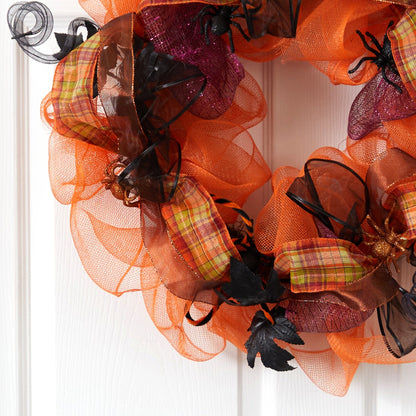 26" Halloween Spider Mesh Wreath - Tampa Home & Garden Store