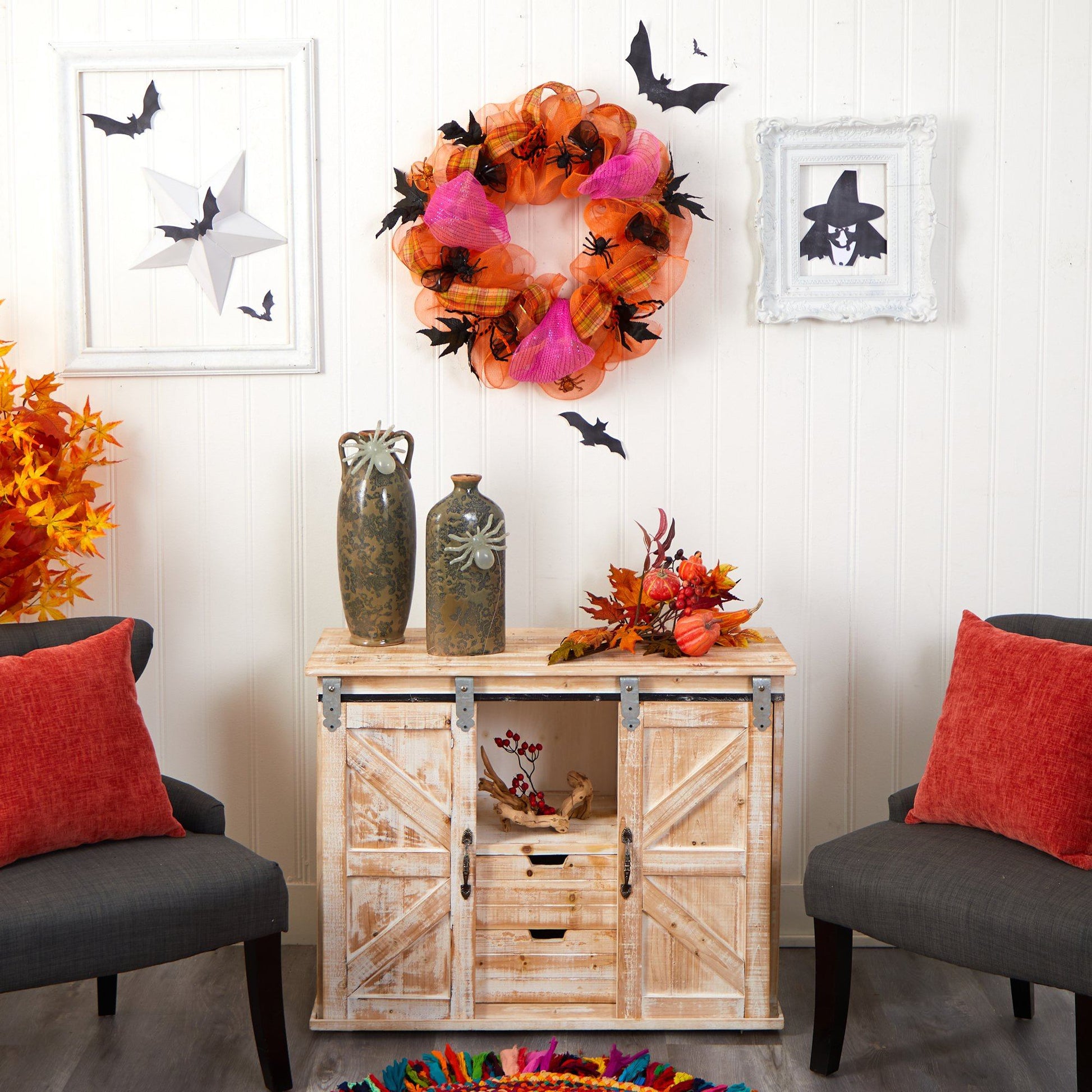 26" Halloween Spider Mesh Wreath - Tampa Home & Garden Store