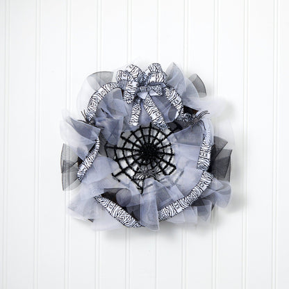 26” Halloween Spider Web Mesh Wreath - Tampa Home & Garden Store