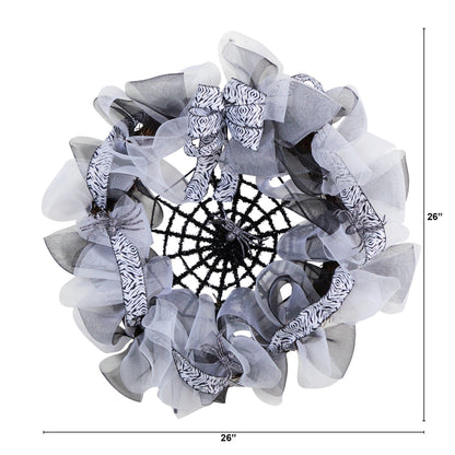 26” Halloween Spider Web Mesh Wreath - Tampa Home & Garden Store