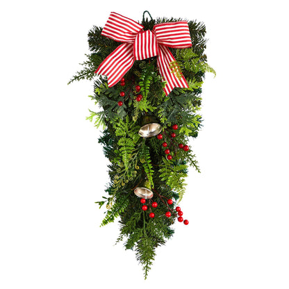 26" Holiday Christmas Bells and Bow Artificial Swag" - Tampa Home & Garden Store