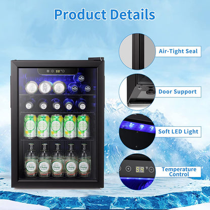 Kismile 2.6 cu ft wine cooler with glass door, blue LED interior, temperature control on Tampa Home & Garden Store