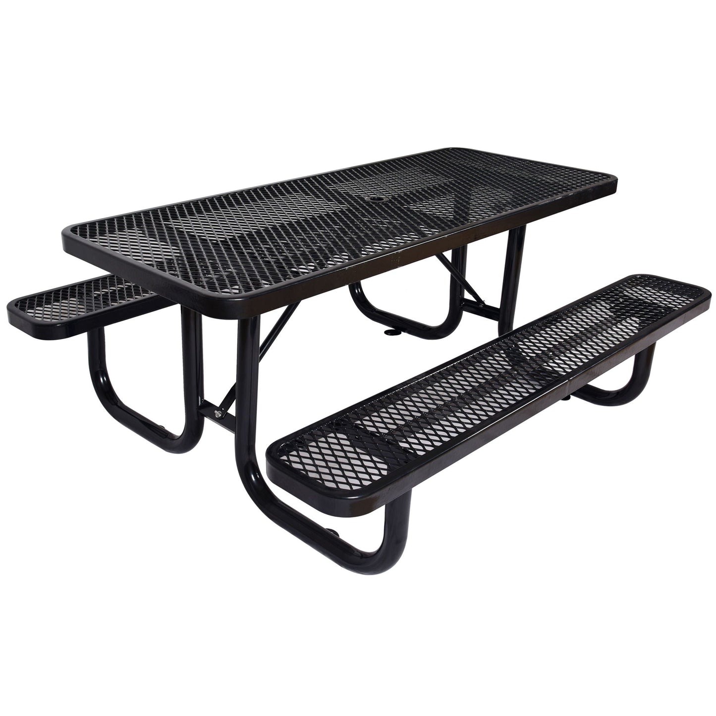 Sturdy Steel Picnic Table With Umbrella Pole