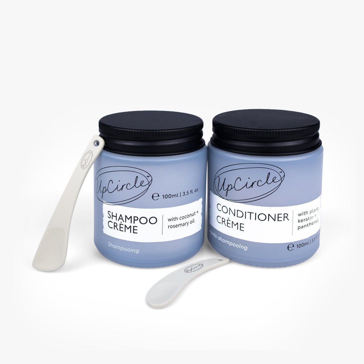 UpCircle Haircare Duo Kit with free spatulas; 100 ml Shampoo Crème and Conditioner Crème bottles on Tampa Home & Garden Store