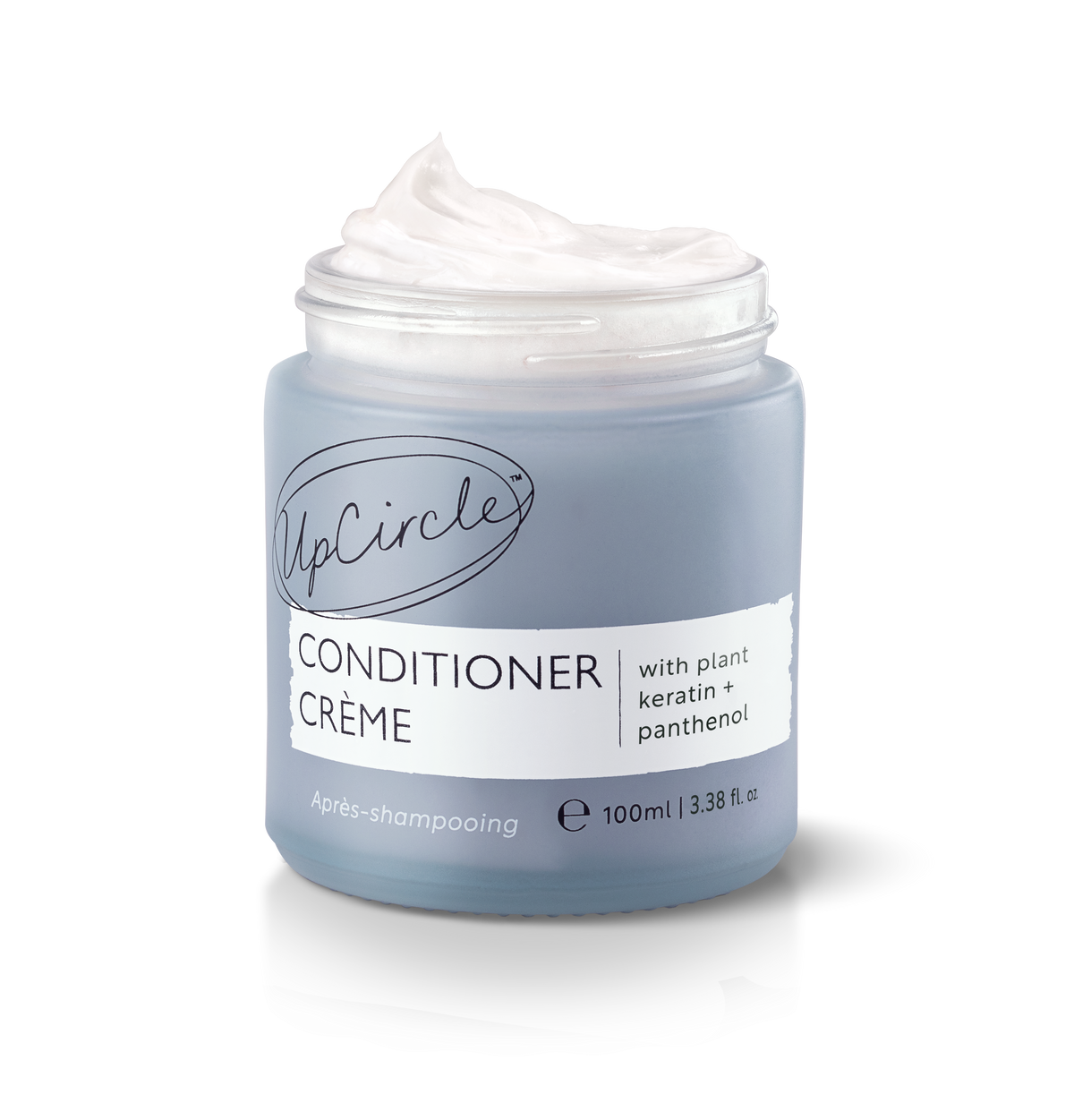 UpCircle Conditioner Crème with plant keratin + panthenol, pale blue jar topped with white cream on Tampa Home & Garden Store