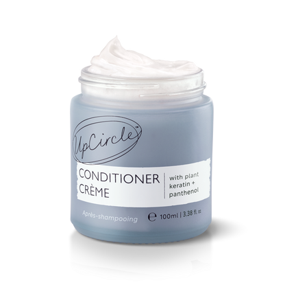 UpCircle Conditioner Crème with plant keratin + panthenol, pale blue jar topped with white cream on Tampa Home & Garden Store