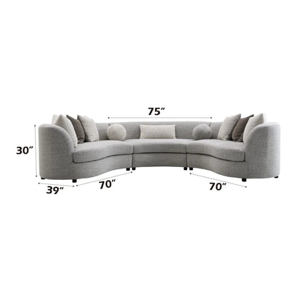 Ivria Boucle Sectional Sofa gray with 9 pillows, stationary sectional by Unique Piece Furniture on Tampa Home & Garden Store