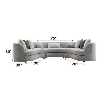 Ivria Boucle Sectional Sofa gray with 9 pillows curved stationary by HouseOfZazla on Tampa Home & Garden Store