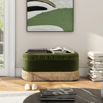 Serena Oval Storage Bench Ottoman With Lift Top