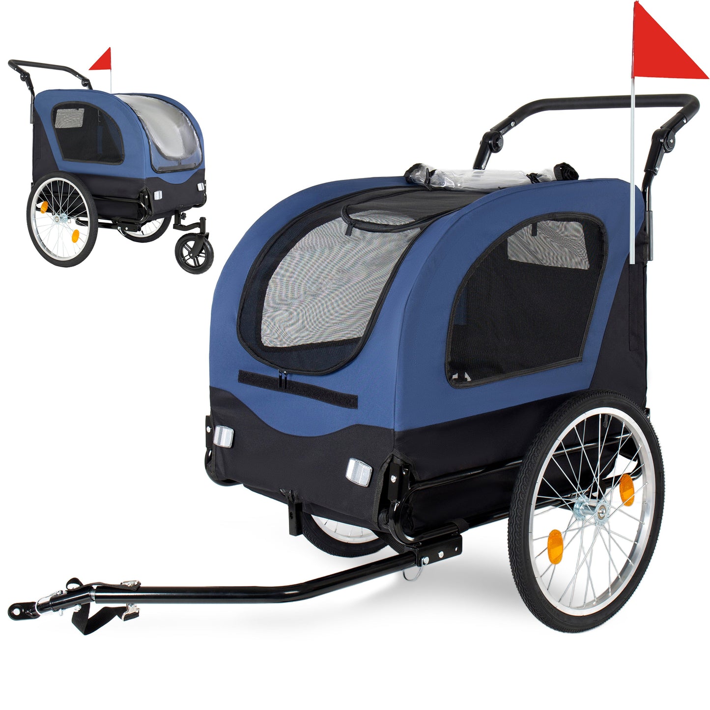 2-in-1 Bike Trailer & Pet Stroller blue by HouseOfZazla with mesh windows on Tampa Home & Garden Store