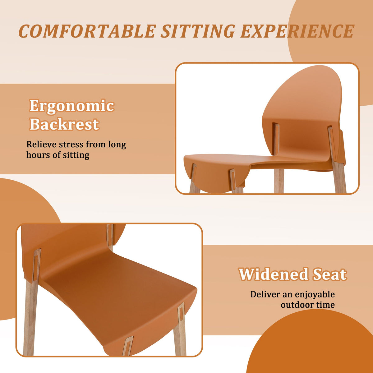 Traditional 4 Piece Outdoor Chair Set with Round Table orange ergonomic backrests HouseOfZazla on Tampa Home & Garden Store