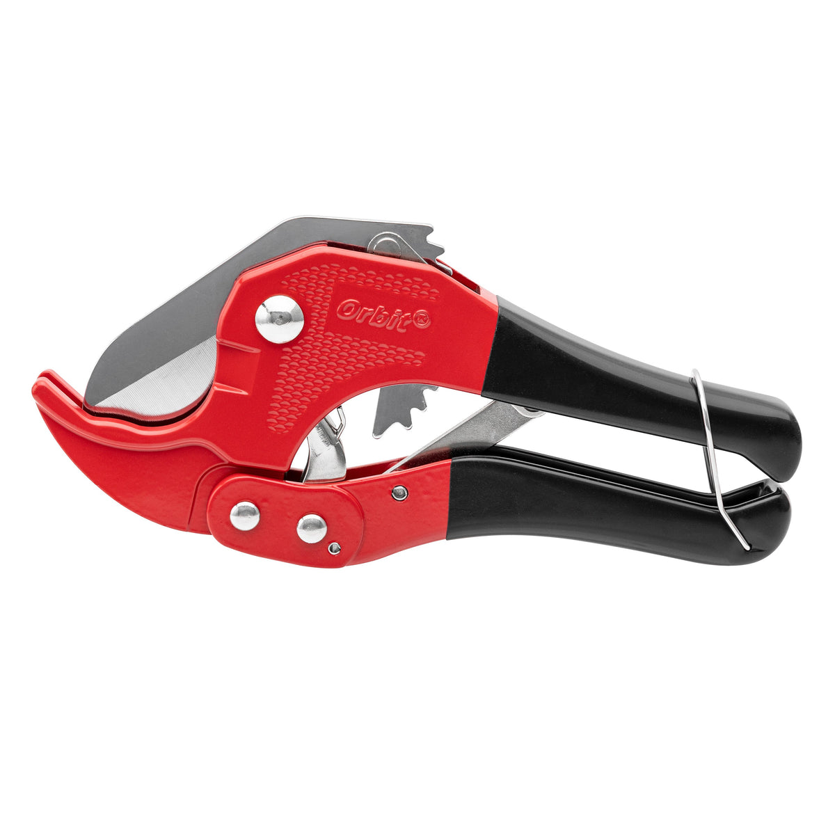 Orbit Irrigation PVC and poly pipe cutter set, red handle and metal blade on Tampa Home & Garden Store