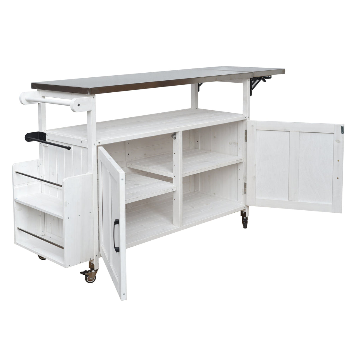 Foldable outdoor kitchen island cart by HouseOfZazla with frame and stainless top on wheels on Tampa Home & Garden Store