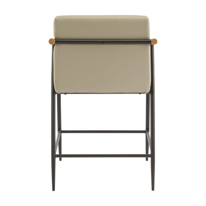 Mid Century Modern counter stool set with khaki cushions, dark metal frame by HouseOfZazla on Tampa Home & Garden Store
