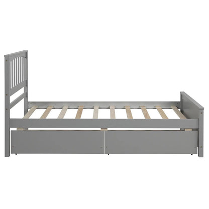 Platform Bed with Two Drawers Built from Pine