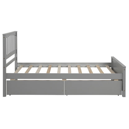 Solid Wood Platform Bed and Two Storage Drawers