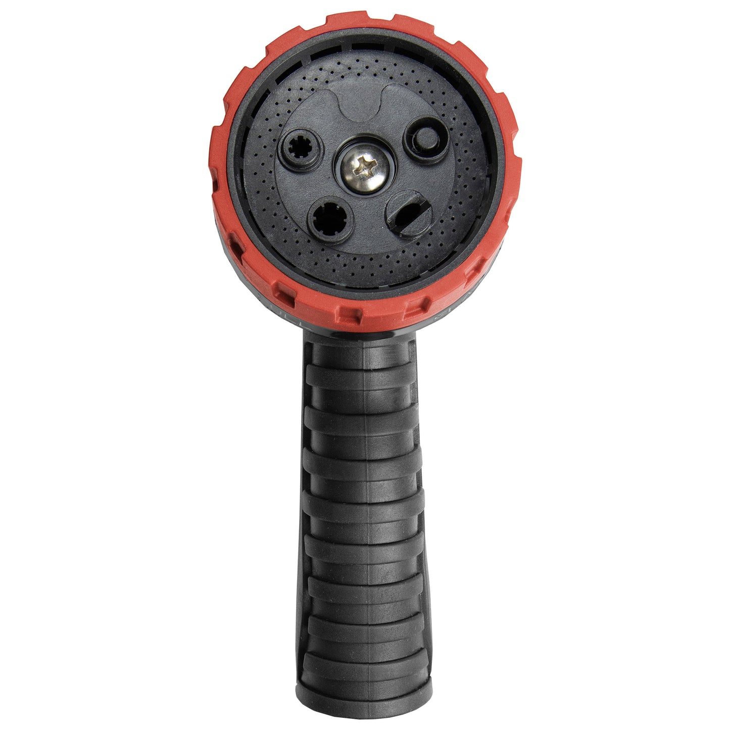 Orbit Irrigation 5-pattern zinc rear-trigger hose end spray nozzle with red ring on Tampa Home & Garden Store