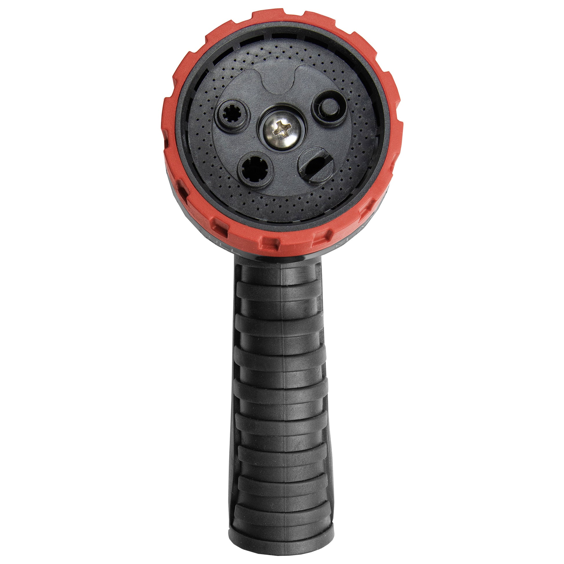 Orbit Irrigation 5-pattern zinc rear-trigger hose end spray nozzle with red ring on Tampa Home & Garden Store