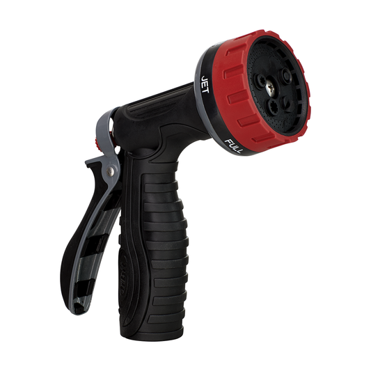 5-pattern zinc rear trigger hose nozzle Orbit Irrigation red dial black body on Tampa Home & Garden Store