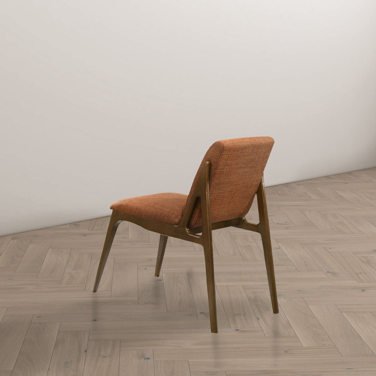 Elegant dining chair set, 2 kid-sized chairs in beige/brown fabric with wooden legs on Tampa Home & Garden Store