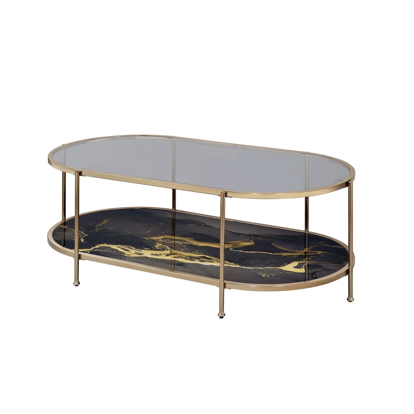 Fiorella Marble Glass Table with Metal Frame