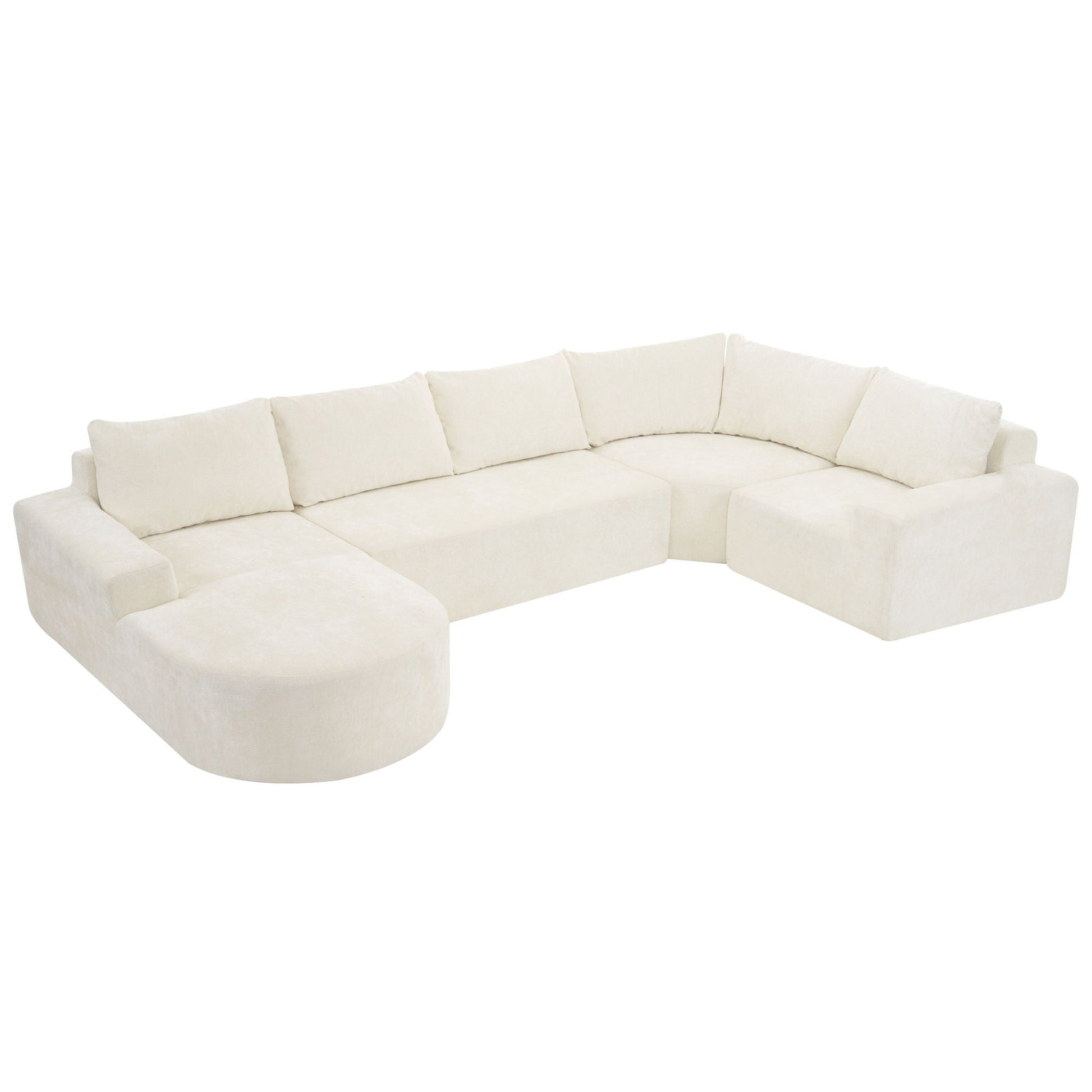 Modular cloud sectional sofa set, U-shaped with cream upholstery and deep seating on Tampa Home & Garden Store