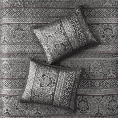 Reversible jacquard queen bedspread set with decorative pillows neutral by HouseOfZazla on Tampa Home & Garden Store