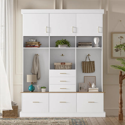 Entryway Hall Tree With Bench and Storage Unit