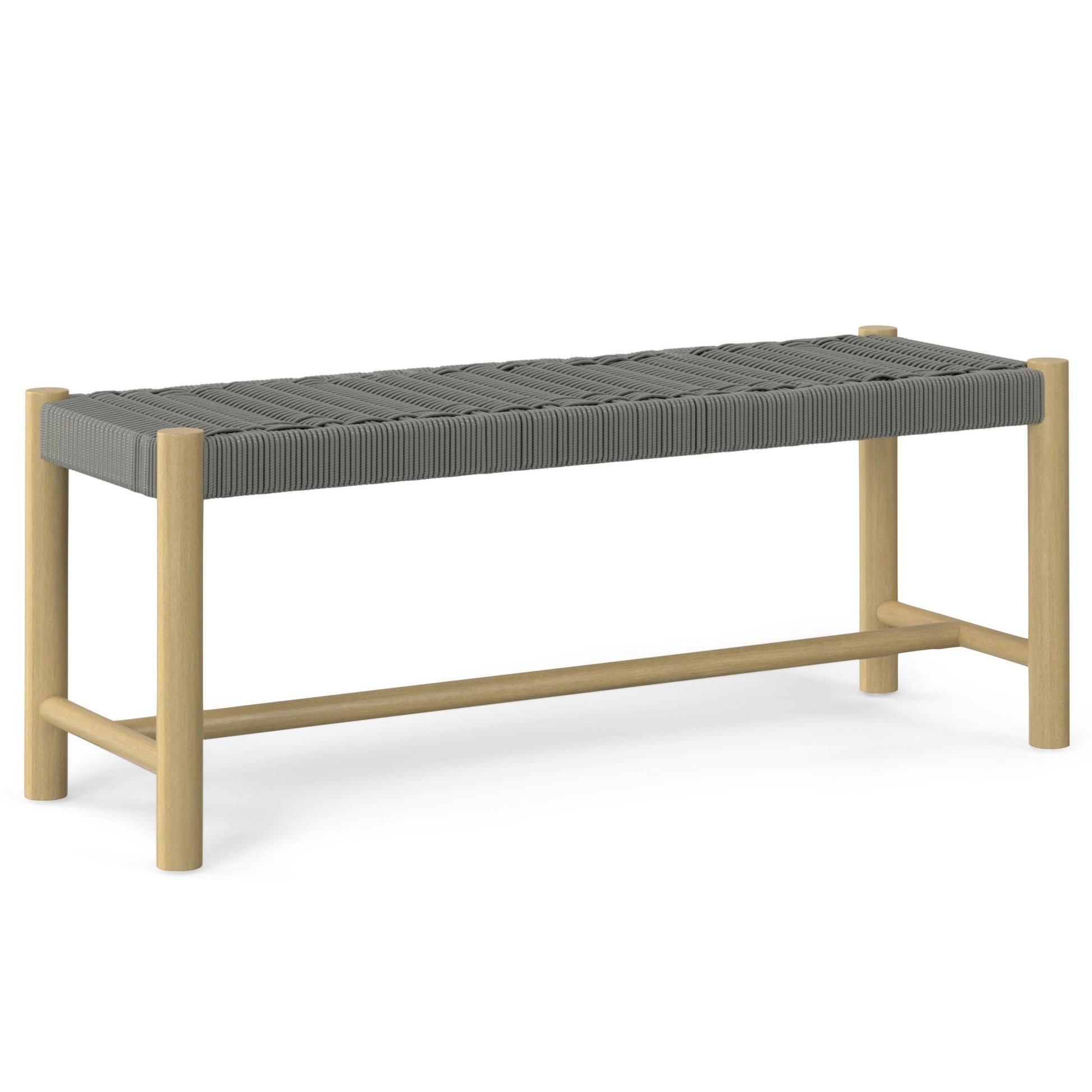 Dahlia bench with gray woven seat on wooden legs by HouseOfZazla on Tampa Home & Garden Store