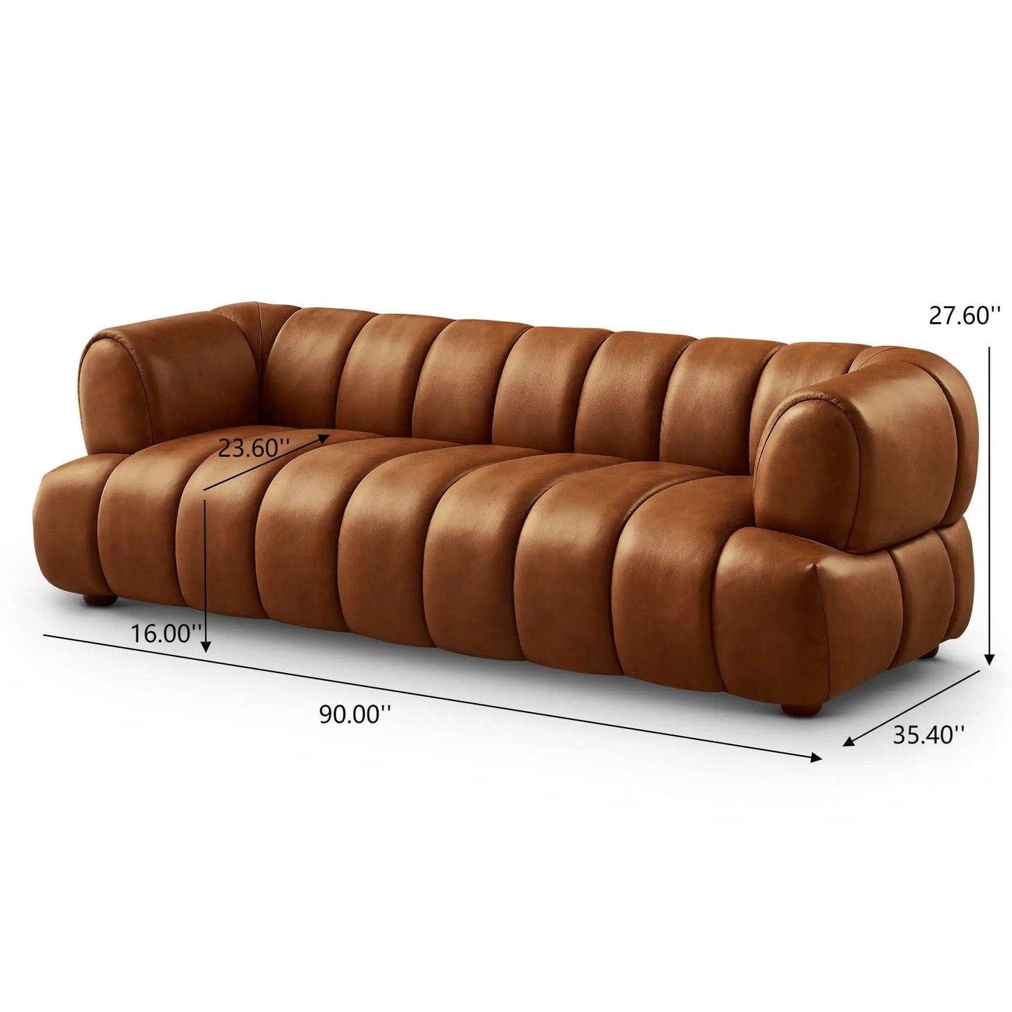 Jasmin Elegant Upholstered Sofa, caramel leather by Unique Piece Furniture stationary sofa on Tampa Home & Garden Store