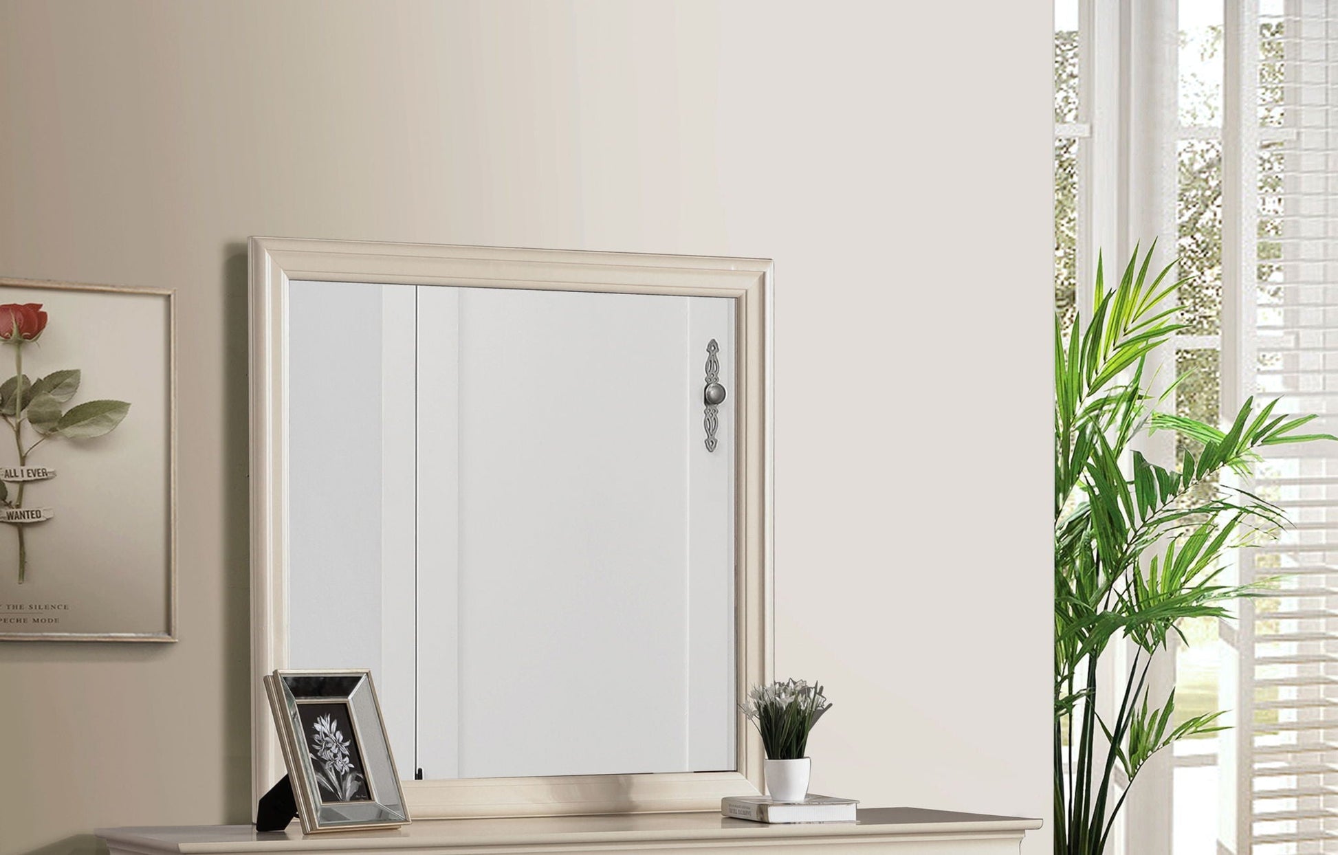 Traditional wall mirror with cream beige frame for any space Unique Piece Furniture on Tampa Home & Garden Store
