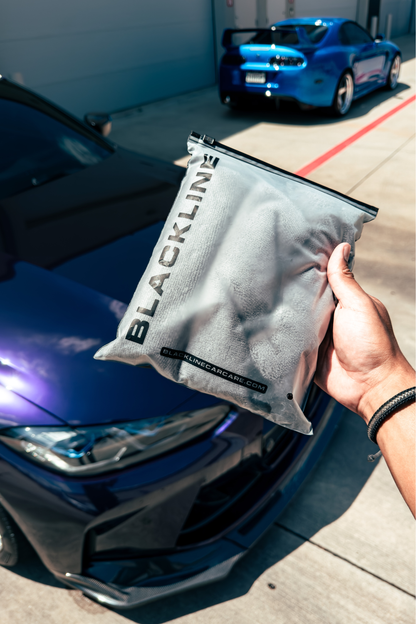 Blackline Car Care edgeless microfiber towel in silver-gray for vehicle cleaning on Tampa Home & Garden Store