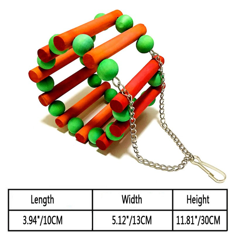 Parrot nibble toy wooden orange rods with green balls connected by metal chain for birds on Tampa Home & Garden Store