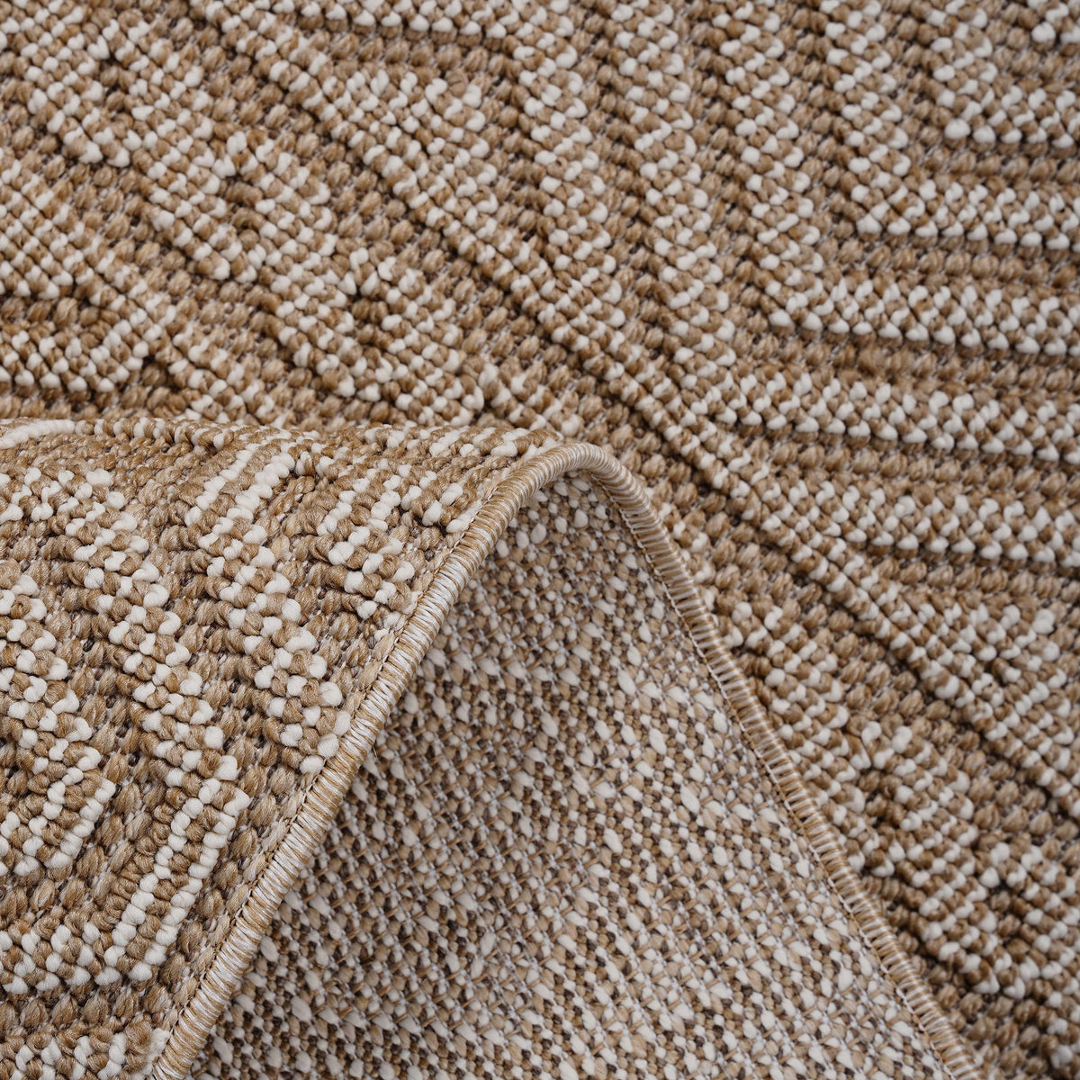 Modern Mocha 6.7x9 Area Rug with stain resistance in a tan and cream boucle weave on Tampa Home & Garden Store