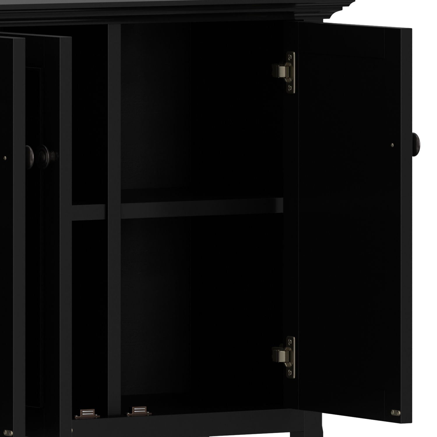 Amherst 4-Door Storage Cabinet black accent cabinet with interior shelf and metal hinges on Tampa Home & Garden Store
